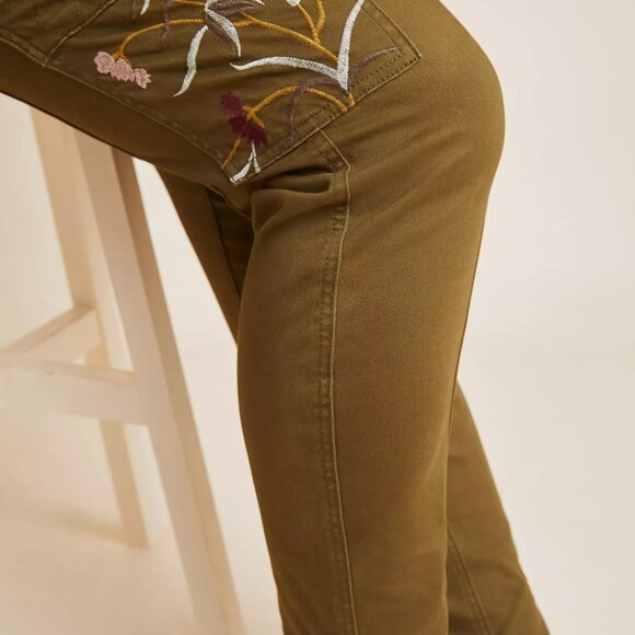 Austen Embroidered Utility Pants in Moss Green  Size 18W - Picture 3 of 16